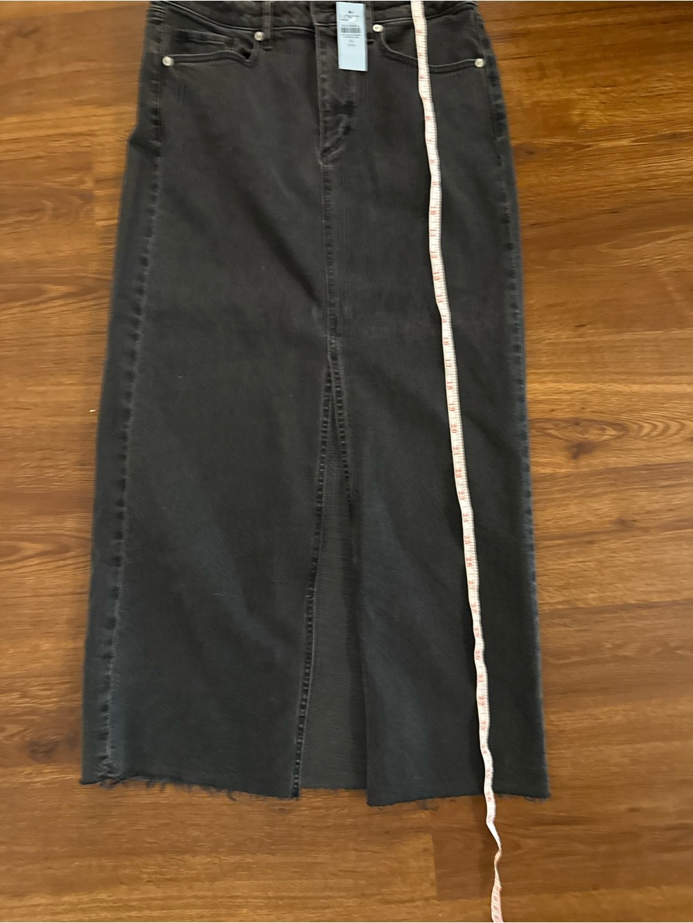 LOFT Black Denim Maxi Skirt with Center Front Slit